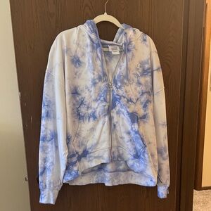 Champion Light Blue and White Tie-Dye Hoodie